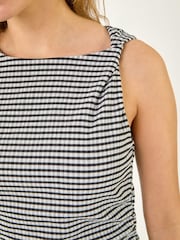 Roman Black Gingham Asymmetric Midi Dress - Image 6 of 6
