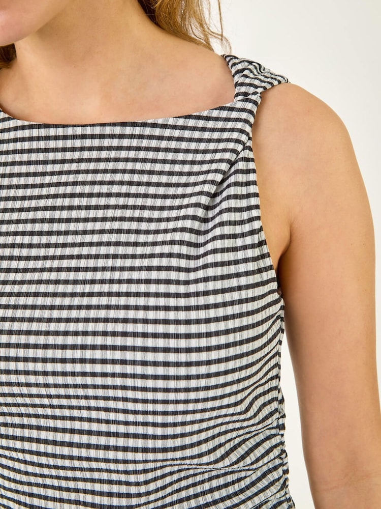 Roman Black Gingham Asymmetric Midi Dress - Image 6 of 6