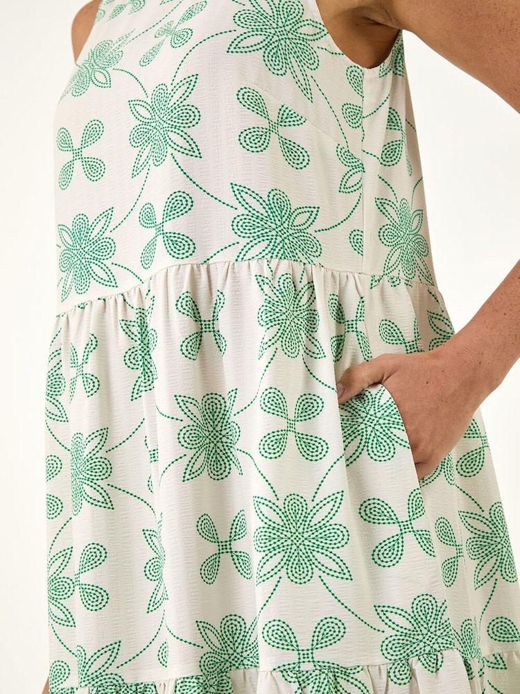 Roman White Floral Motif Midi Dress - Image 5 of 5