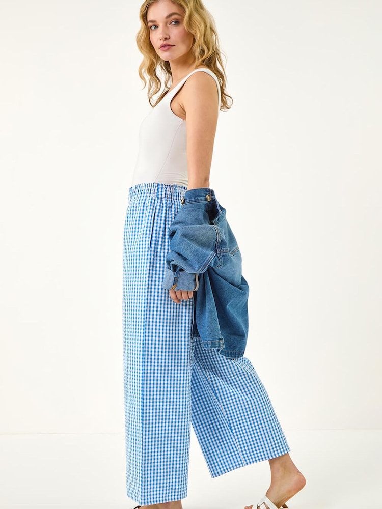 Roman Blue Gingham Culottes - Image 2 of 6