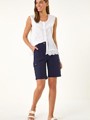 Roman Blue Cargo Pocket Stretch Shorts - Image 2 of 5