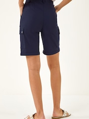 Roman Blue Cargo Pocket Stretch Shorts - Image 3 of 5
