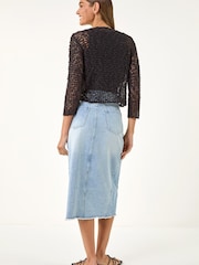 Roman Black Waterfall Popcorn Knitted Cardigan - Image 3 of 5