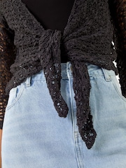 Roman Black Waterfall Popcorn Knitted Cardigan - Image 5 of 5