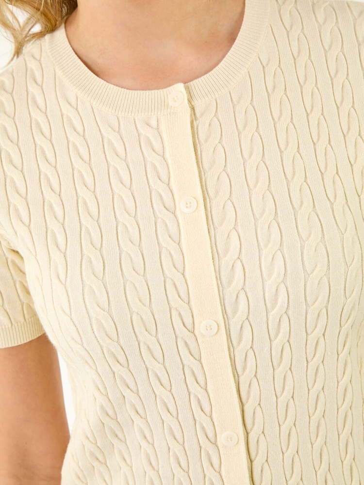 Roman Natural Cable Knit Buttoned Top - Image 5 of 5