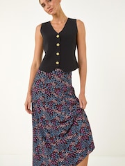 Roman 迪西花卉印花中裙 - 5的图像2｝