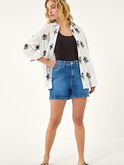 Roman White Palm Embroidered Shirt - Image 3 of 5