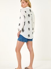 Roman White Palm Embroidered Shirt - Image 4 of 5