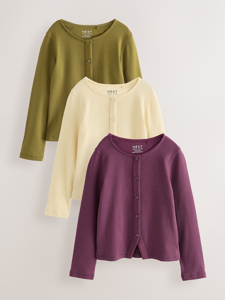 Multi Long Sleeve Ribbed Cardigans 3 Pack (3-16yrs) - Image 1 of 7
