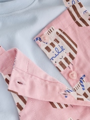 Pink Milk Club Baby Long Sleeve Bodysuit And Woven Dungarees Set 2 Piece (0mths-2yrs) - Image 10 of 11