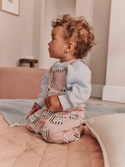 Pink Milk Club Baby Long Sleeve Bodysuit And Woven Dungarees Set 2 Piece (0mths-2yrs) - Image 3 of 11