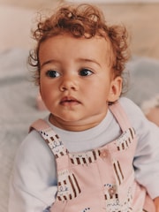 Pink Milk Club Baby Long Sleeve Bodysuit And Woven Dungarees Set 2 Piece (0mths-2yrs) - Image 5 of 11
