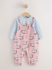 Pink Milk Club Baby Long Sleeve Bodysuit And Woven Dungarees Set 2 Piece (0mths-2yrs) - Image 6 of 11