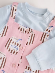Pink Milk Club Baby Long Sleeve Bodysuit And Woven Dungarees Set 2 Piece (0mths-2yrs) - Image 9 of 11