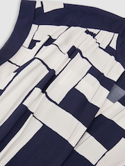 Reiss Navy/Ivory Samira Scarf-Print Belted Midi Dress - Image 8 of 8