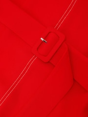 Reiss Red Sloane Collared Belted Midi Dress - Image 6 of 6