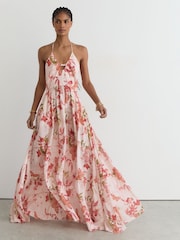 Reiss Pale Pink Tabitha Reiss | NYBG Butterfly-Embroidered Maxi Dress - Image 3 of 7