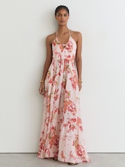 Reiss Pale Pink Tabitha Reiss | NYBG Butterfly-Embroidered Maxi Dress - Image 4 of 7