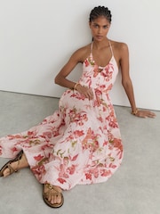 Reiss Pale Pink Tabitha Reiss | NYBG Butterfly-Embroidered Maxi Dress - Image 5 of 7