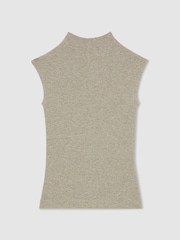 Reiss Gold Dita Metallic-Knit High-Neck Vest - Image 2 of 6