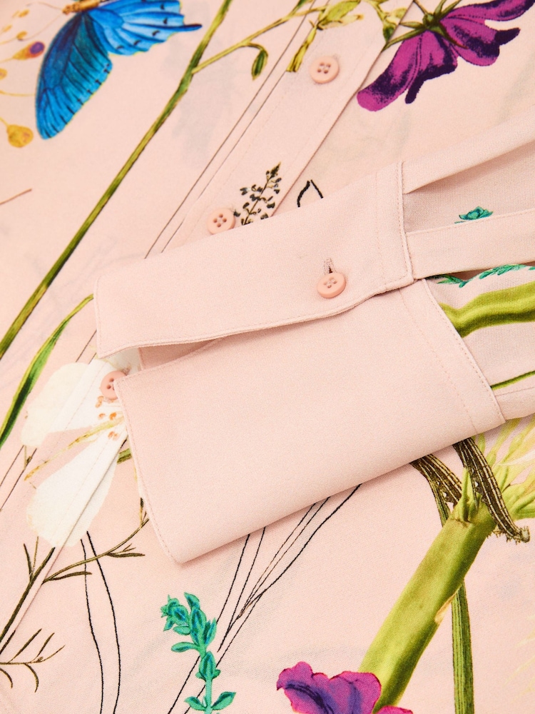Reiss Pale Pink Veida Reiss | NYBG Floral Butterfly-Print Shirt - Image 7 of 7 Reiss Pale Pink Veida Reiss | NYBG Floral Butterfly-Print Shirt - Image 7 of 7