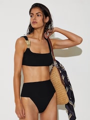Reiss Black Alba High-Waisted Bikini Bottoms - Image 1 of 6