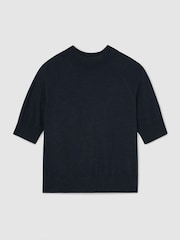 Reiss Navy Sienna Merino Wool Funnel-Neck Top - Image 2 of 6