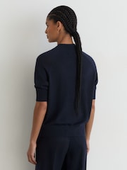 Reiss Navy Sienna Merino Wool Funnel-Neck Top - Image 5 of 6