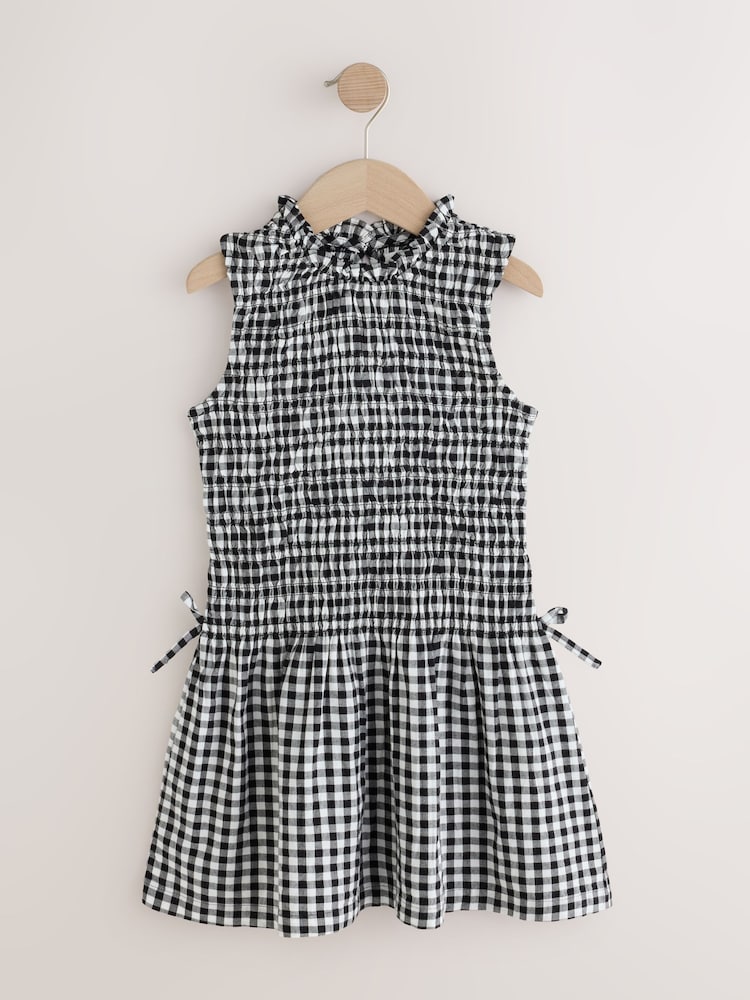 Black/White Gingham Shirred Dress (3-16yrs) - Image 1 of 6