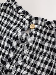 Black/White Gingham Shirred Dress (3-16yrs) - Image 4 of 6