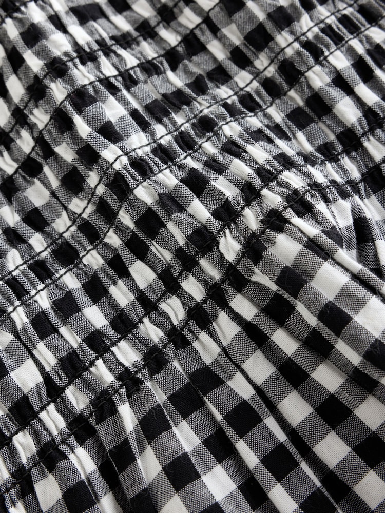 Black/White Gingham Shirred Dress (3-16yrs) - Image 6 of 6