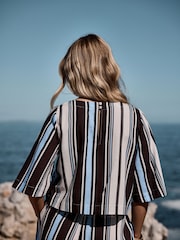 Chocolate Brown/Blue Stripe Short Sleeve Top - Image 4 of 9