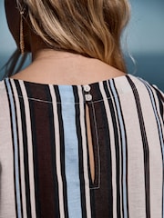 Chocolate Brown/Blue Stripe Short Sleeve Top - Image 5 of 9