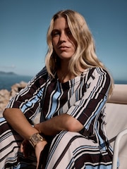 Chocolate Brown/Blue Stripe Short Sleeve Top - Image 6 of 9