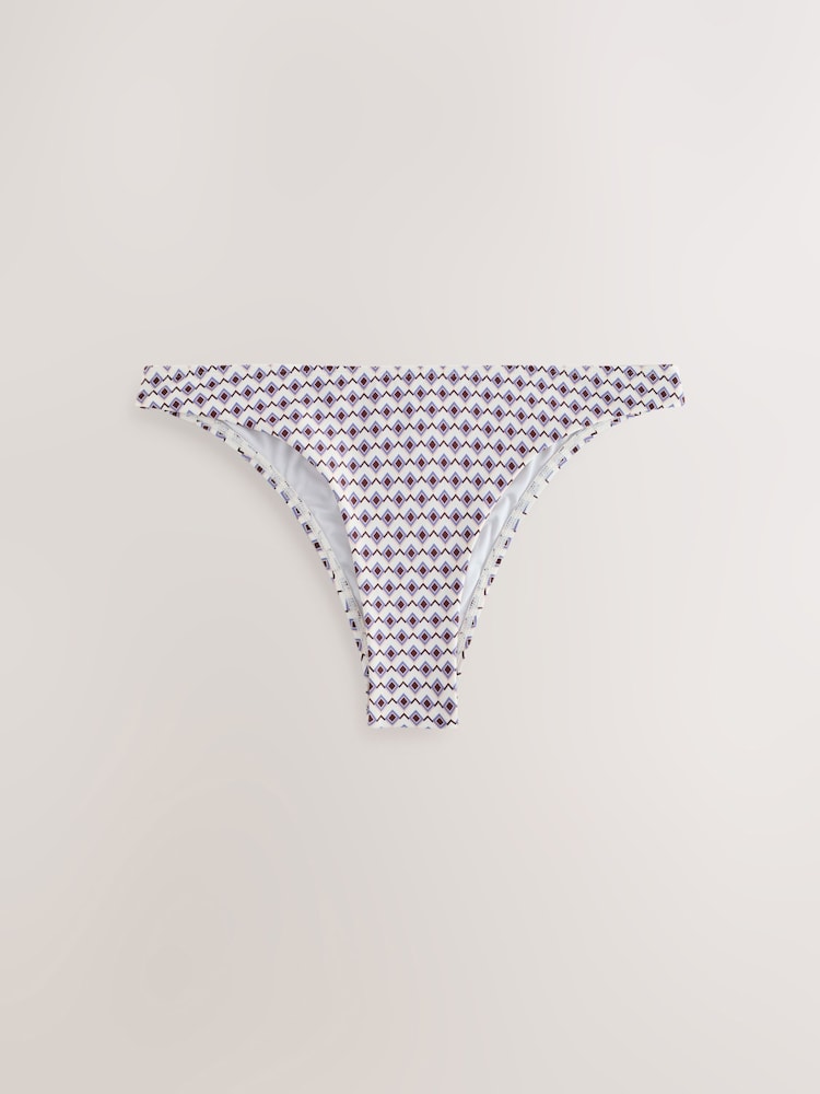 Ecru/Brown Geometric Brazilian Bikini Bottoms - Image 1 of 3 Ecru/Brown Geometric Brazilian Bikini Bottoms - Image 1 of 3