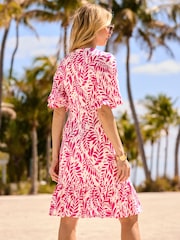 Sosandar Pink Floral Print Hoop Detail Dress - Image 4 of 5