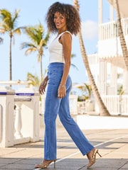 Sosandar Petite Contour Waist Straight Leg Jeans - 圖片 2/5