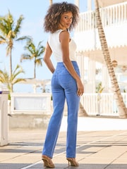 Sosandar Petite Contour Waist Straight Leg Jeans - 圖片 3/5