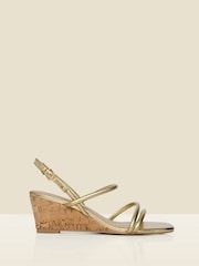 Sosandar Gold Metallic Cork Wedge Espadrilles - Image 1 of 4