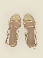 Sosandar Gold Metallic Cork Wedge Espadrilles - Image 3 of 4