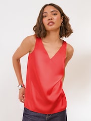 Friends Like These Red V-Neck Satin Vest Top - Image 2 of 5