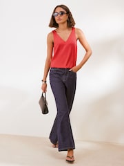 Friends Like These Red V-Neck Satin Vest Top - Image 3 of 5