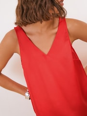 Friends Like These Red V-Neck Satin Vest Top - Image 4 of 5