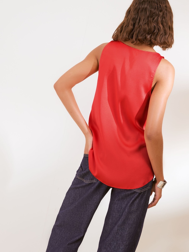 Friends Like These Red V-Neck Satin Vest Top - Image 5 of 5 Friends Like These Red V-Neck Satin Vest Top - Image 5 of 5