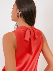 Friends Like These Red Satin Cowl Neck Sleeveless Blouse - Image 2 of 4