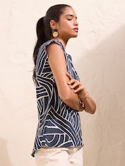Friends Like These Navy Print Round Neck Short Sleeve Top - Image 3 of 5