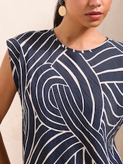 Friends Like These Navy Print Round Neck Short Sleeve Top - Image 4 of 5