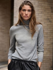 Hellgrau - N.Premium Merino Wool Roll Neck Jumper - Bild 3 von 7