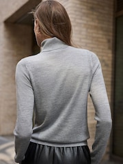 Hellgrau - N.Premium Merino Wool Roll Neck Jumper - Bild 4 von 7