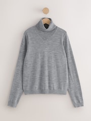 Hellgrau - N.Premium Merino Wool Roll Neck Jumper - Bild 5 von 7